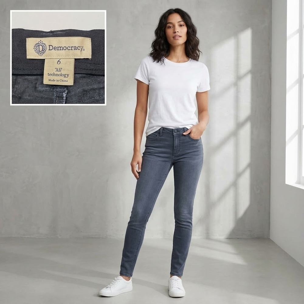 Democracy Skinny Pants Women 6 Gray Ab Technology Stretch